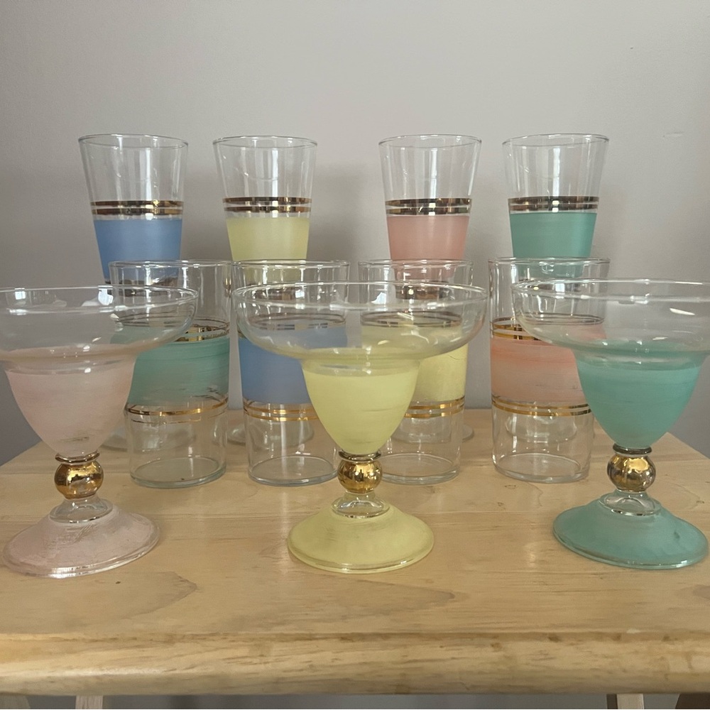 Pastel Multi-Color Glassware Set - Elegant Home Dining Collection - Picture 2 of 5